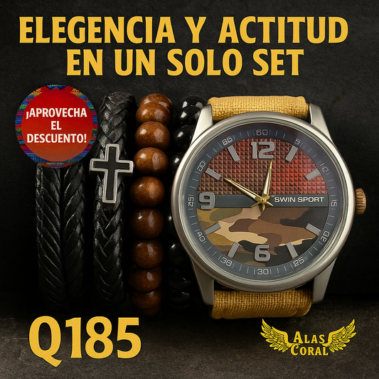 SET DE RELOJ Y PULSERAS PARA CABALLERO